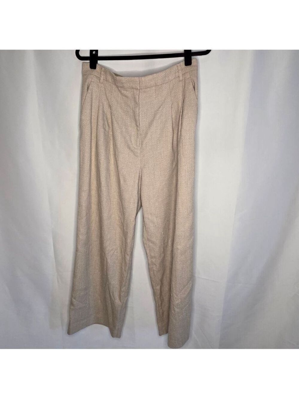 H&M Women's Beige Herringbone Trousers Size 12